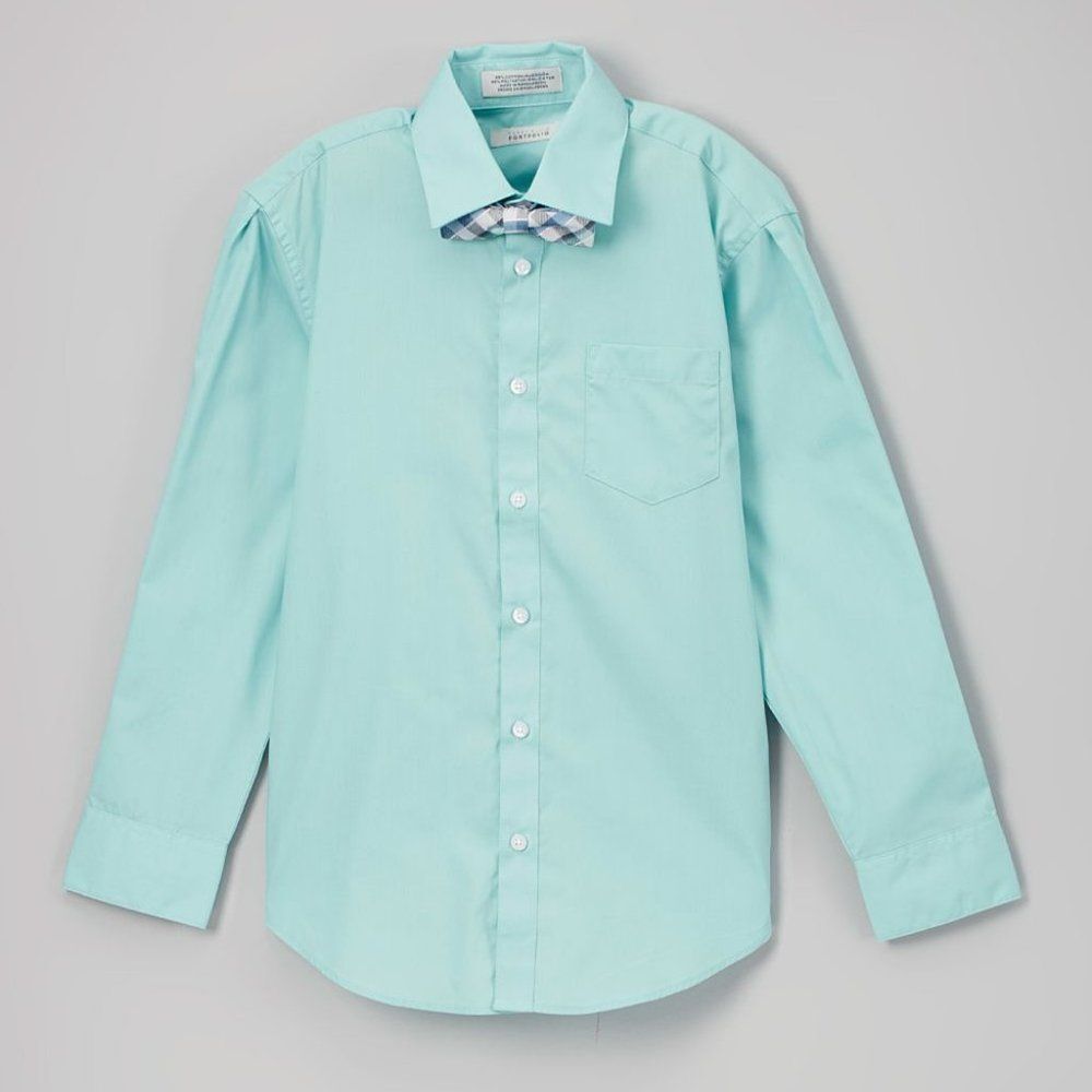 Perry Ellis Aqua Haze Button-Down Dress Shirt